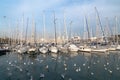 Sailboats Moored In Port Vell, Barcelona Royalty Free Stock Photo