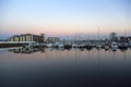 Sailboats moored in Swansea Marina