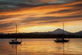 Sailboats and Mt. Baker Royalty Free Stock Photo