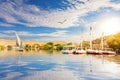 Sailboats in the Nile at sunny day, Asuan, Egypt