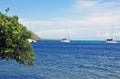 Sailboats off Moorea, Tahiti French Polynesia Royalty Free Stock Photo