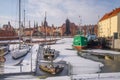 Sailboats mooring in winter time in GdaÃâsk