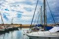 Sailboats in the old port of the ancient Jaffa. Tel Aviv, Israel