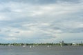 Sailboats on Outer Alster Lake Hamburg, joining in regattas or for relaxation outdoors. Royalty Free Stock Photo