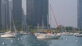 sailboats parking at Monroe Harbor at Michigan lake Royalty Free Stock Photo