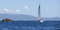 Sailboats participate in sailing regatta. Luxury yachts. Royalty Free Stock Photo