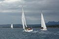 Sailboats participate in sailing regatta Royalty Free Stock Photo