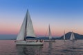 Sailboats participate in sailing regatta 12th Ellada Autumn 2014 among Greek island group in the Aegean Sea