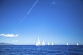 Sailboats participate in sailing regatta Royalty Free Stock Photo