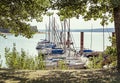 Sailboats at the pier in Brombachsee, Germany