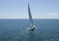 Sailboats Racing In The Blue Ocean Against Sky Royalty Free Stock Photo