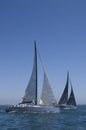 Sailboats Racing In The Blue Ocean Against Sky Royalty Free Stock Photo