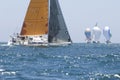 Sailboats Racing In The Blue Ocean Against Sky Royalty Free Stock Photo