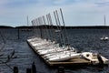 Sailboats ready to launch in Casco Bay Portland