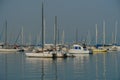 Sailboats Aligned in San Diego Bay Royalty Free Stock Photo