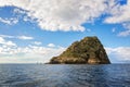 Sailboats sailing around Jabuka, volcanic island in the Adriatic sea Royalty Free Stock Photo