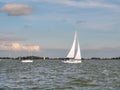 Sailboats sailing on IJsselmeer lake off the coast of Friesland, Netherlands