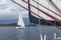 Sailboats in sailing regatta on Aegean Sea. Royalty Free Stock Photo