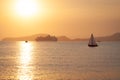 Sailboats, schooners for tourism, kayaks, speedboats and ocean liners sharing the same space for leisure during the summer Royalty Free Stock Photo