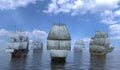Sailboats On The Sea 3D Illustration