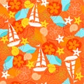 Sailboats Seamless Repeat Pattern Vector