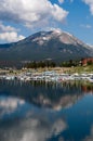 Sailboats sit at the Dillion Yacht club with Buffalo mountain in the background