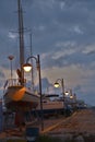 Sailboats stored at marina in Latchi