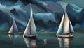 Sailboats by stormy day - Generative AI