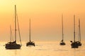 Sailboats at sunset in Adriatic sea Royalty Free Stock Photo