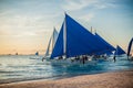 Sailboats at sunset, Boracay Island Royalty Free Stock Photo