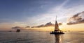 Sailboats at sunset, Key West in Florida.