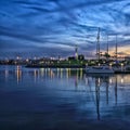 Sailboats sunset Long Beach Harbor Royalty Free Stock Photo