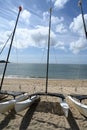 Sailboats on Trez beach in Benodet Royalty Free Stock Photo