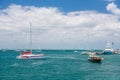 Sailboats and turquoise clear water, blue water, Caribbean ocean, Isla Mujeres, Cancun, Yucatan, Mexico