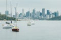 Sailboats and view of Sydney Australia