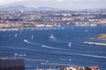 Sailboats on the West End of San Diego Bay on a Clear Day Royalty Free Stock Photo