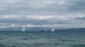 Sailboats and yachts on the sea ocean background landscape