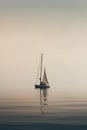 Sailbot on the calm water surface, created with generative AI Royalty Free Stock Photo