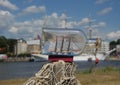 Sailcloth ship in bottle