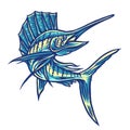 Sailfish jumping illustration