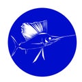 A  sailfish outline in a blue circle Royalty Free Stock Photo