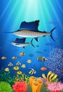 Sailfish Swimming Under Water Cartoon Royalty Free Stock Photo