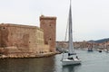 Sailing along Fort Saint-Jean, Marseille, France