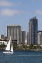 Sailing Along The Waterfront in San Diego Royalty Free Stock Photo