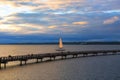 Sailing on Bellingham Bay during Sunset in Washington state Royalty Free Stock Photo