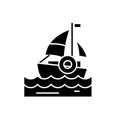 Sailing black icon, vector sign on isolated background. Sailing concept symbol, illustration