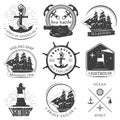 Sailing Black White Emblems