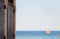 Sailing boat at anchor, blurred Royalty Free Stock Photo