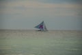 Sailing boat on a background of clouds, Boracay, Philippines Royalty Free Stock Photo