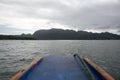 Sailing on a boat in the bay of coron, Philippine islands Royalty Free Stock Photo